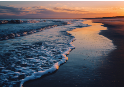 Фототапет Морски залез с вълни и златен хоризонт